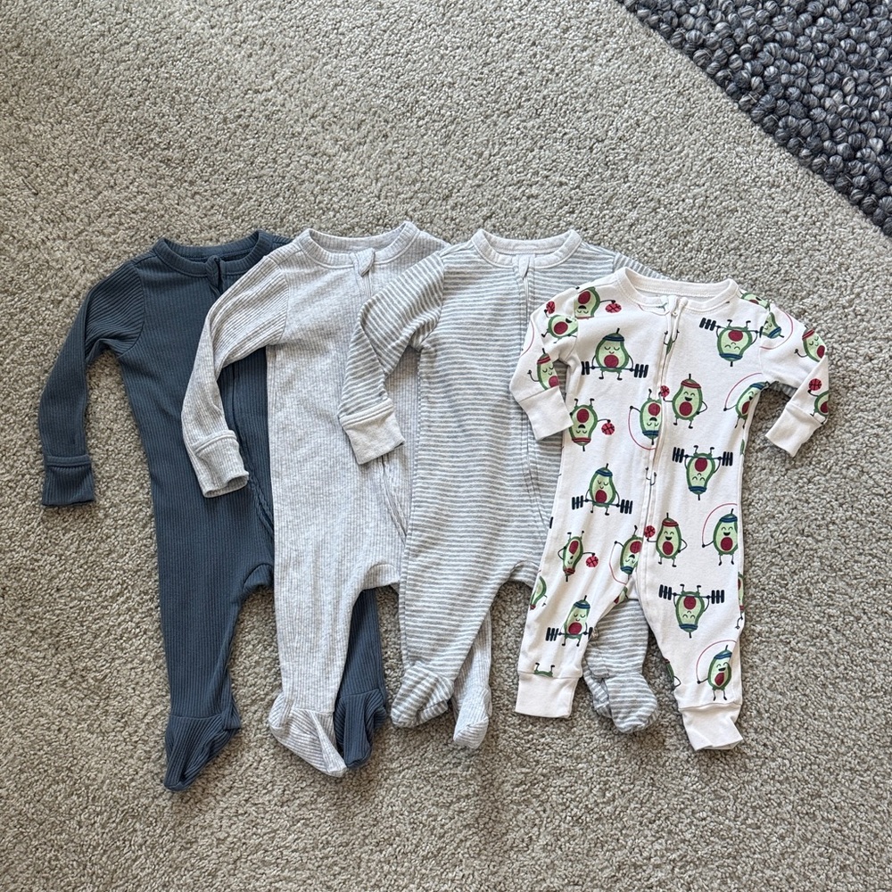 Old Navy Baby Zip Sleep & Play Footies - Set of Four 3-6 Month